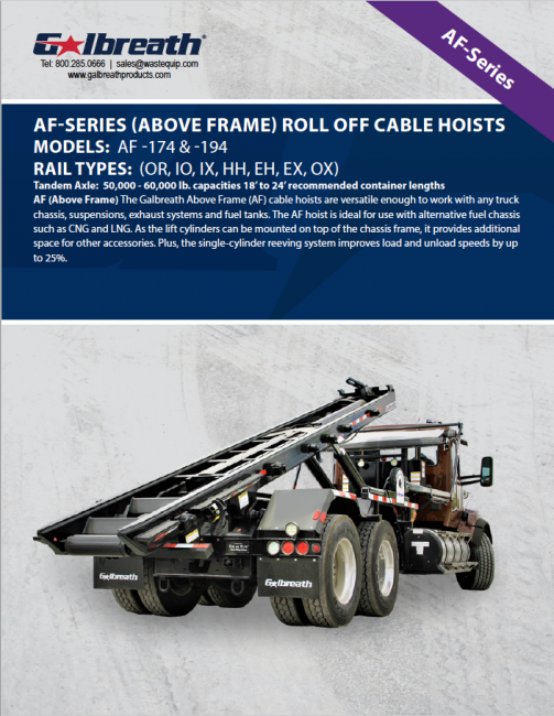 Above Frame (AF-SERIES) Roll-Off Cable Hoists