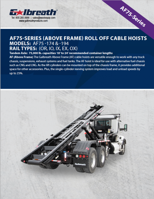 Above Frame (AF75-SERIES) Roll-Off Cable Hoists