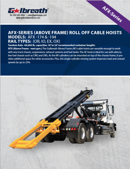 Above Frame (AFX-SERIES) Roll-Off Cable Hoists