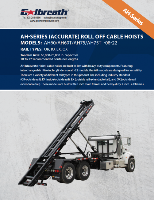ACCURATE (AH-Series) "Heavy Duty" Roll-Off Cable Hoists:  -08-22