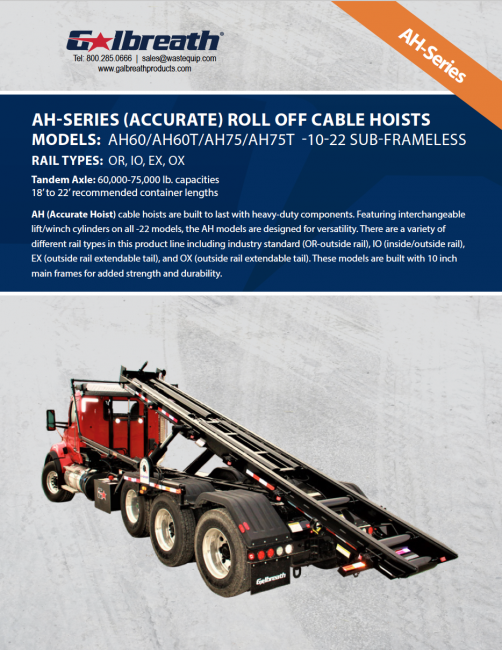 ACCURATE (AH-Series) "Heavy Duty" Roll-Off Cable Hoists: -10-22