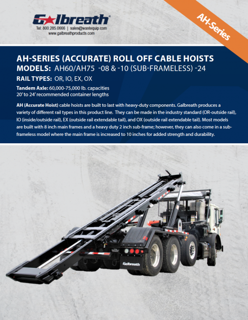 ACCURATE (AH-Series) "Heavy Duty" Roll-Off Cable Hoists: -08 & -10-24
