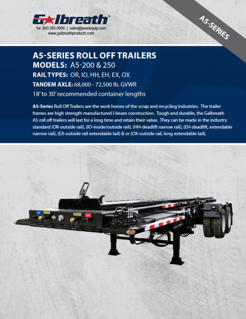 A5-Series Roll Off Trailers: A5-200 & 250 Models