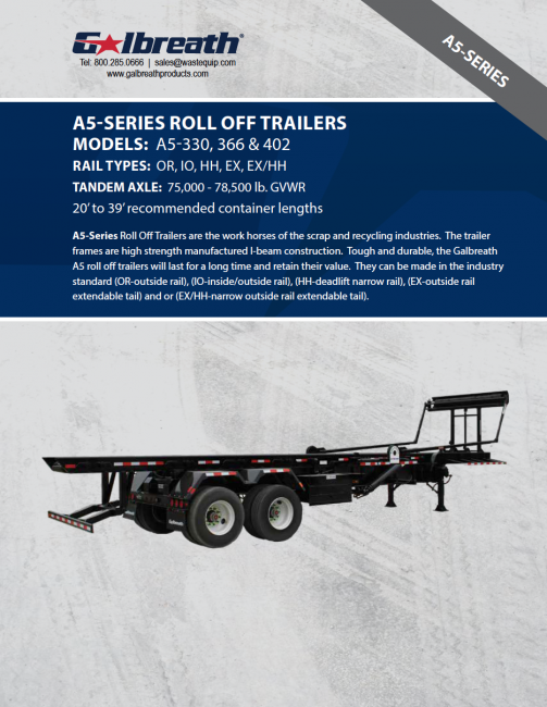 A5-Series Roll Off Trailers: A5-330, 366 & 402